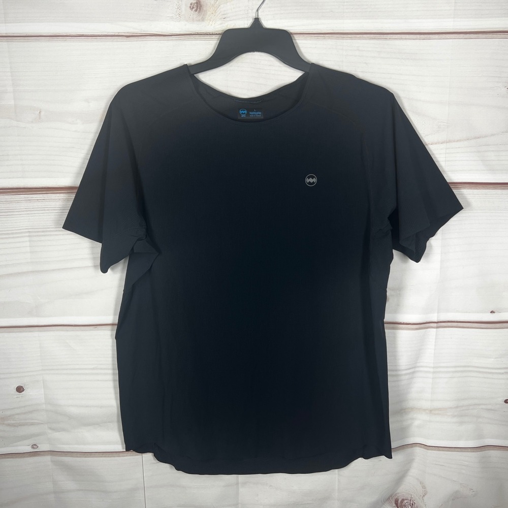 Janji AFO Vent Tee Womens L Black Solid Short Sleeve Performance Running Shirt